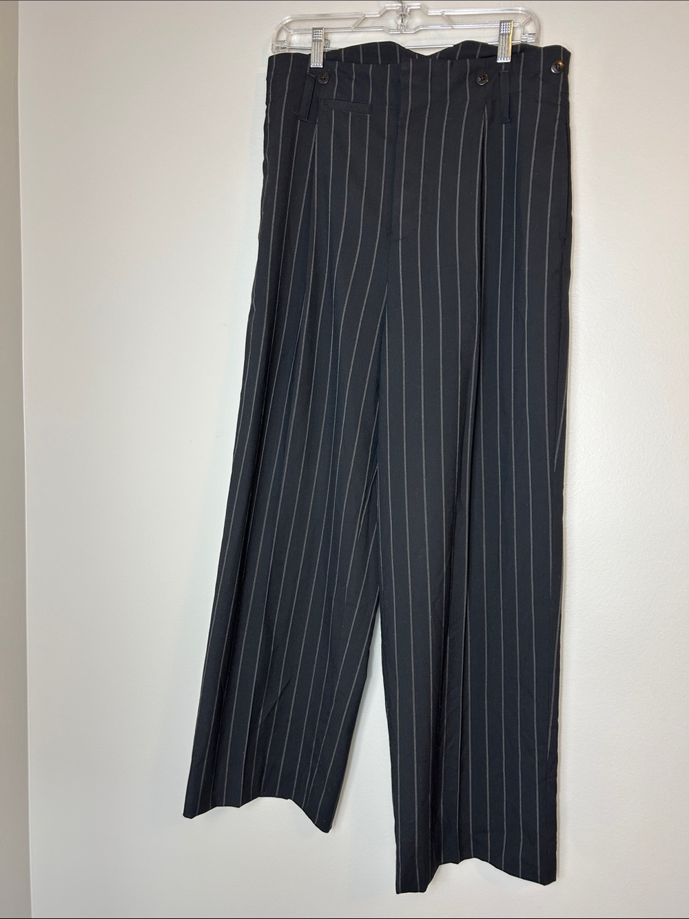 Ralph Lauren Pinstripe Wide-Leg Trousers • Size 12